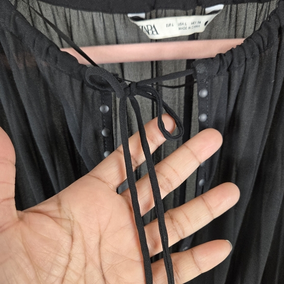 Zara Pleated Bell Sleeve Bloggers Fave Mini Dress - Picture 14 of 16